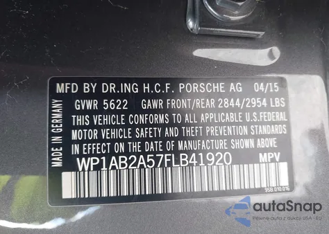 2015 Porsche Macan S из США, поврежденный, VIN WP1AB2A57FLB41920